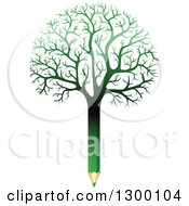 Clipart Of A Bare Gradient Green Pencil Tree Royalty Free Vector Illustration