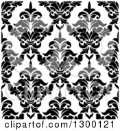 Poster, Art Print Of Seamless Pattern Background Of Damask In Black On White 5
