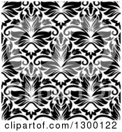 Poster, Art Print Of Seamless Pattern Background Of Damask In Black On White 6