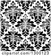 Poster, Art Print Of Seamless Pattern Background Of Damask In Black On White 3