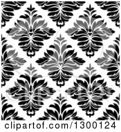 Poster, Art Print Of Seamless Pattern Background Of Damask In Black On White 4