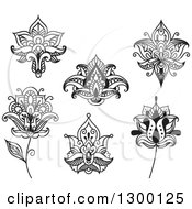 Poster, Art Print Of Black And White Henna And Lotus Flowers 3