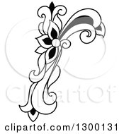 Black And White Vintage Lowercase Floral Letter R