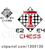 Poster, Art Print Of E2 And E4 Chess Tournament Designs With A Pawn Over Checkers