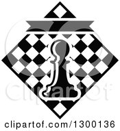 Poster, Art Print Of Black And White Chess Tournament Design With A Pawn Over Checkers
