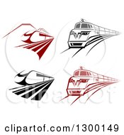 Poster, Art Print Of Black And White And Red Fast Trains