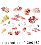 Clipart Of Faces And Meats Royalty Free Vector Illustration