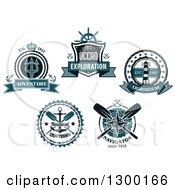 Clipart Of Nautical Designs With Text And Banners Royalty Free Vector Illustration