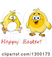 Poster, Art Print Of Yellow Chicks With Happy Easter Text
