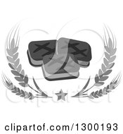 Clipart Of Grayscale Cookies With Wheat And A Star Royalty Free Vector Illustration