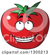 Clipart Of A Happy Red Tomato Character Looking Up Royalty Free Vector Illustration