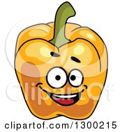 Clipart Of A Happy Orange Bell Pepper Character Royalty Free Vector Illustration