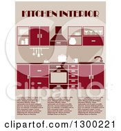 Poster, Art Print Of Red And Tan Kitchen Interior With Sample Text