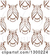 Poster, Art Print Of Seamless Background Pattern Of Brown Sketched Owls