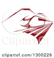 Clipart Of A Red Fast Train And Mountains Royalty Free Vector Illustration by Vector Tradition SM