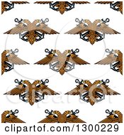 Clipart Of A Seamless Background Pattern Of Eagles And Anchors 2 Royalty Free Vector Illustration