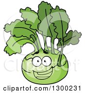 Clipart Of A Happy Kohlrabi Character Royalty Free Vector Illustration