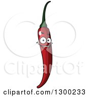 Clipart Of A Smiling Red Chili Pepper Character Royalty Free Vector Illustration