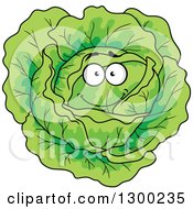 Clipart Of A Happy Cabbage Character Royalty Free Vector Illustration