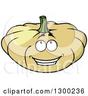 Clipart Of A Happy White Pumpkin Character Royalty Free Vector Illustration