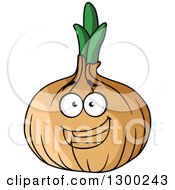 Clipart Of A Happy Yellow Onion Character Royalty Free Vector Illustration