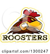 Poster, Art Print Of Tough Rooster Bird Mascot Head With Text