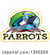 Poster, Art Print Of Tough Parrot Bird Mascot Head With Text