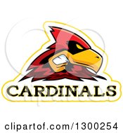 Tough Cardinal Bird Mascot Head With Text