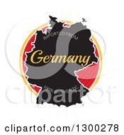 Poster, Art Print Of Map And Imported From Germany One Hundred Percent Authentic Label Over A Burst On White