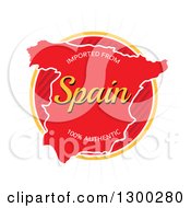 Poster, Art Print Of Map And Imported From Spain One Hundred Percent Authentic Label Over A Burst On White