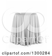 Poster, Art Print Of 3d Round Presentation Pedestal Table Draped With A White Silk Cloth Over White