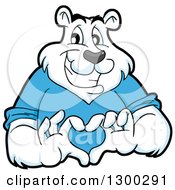 Poster, Art Print Of Cartoon Polar Bear Mascot Forming A Love Heart With His Hands