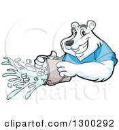 Poster, Art Print Of Cartoon Polar Bear Mascot Pouring An Ice Bucket