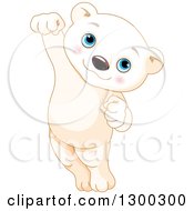 Poster, Art Print Of Cute Baby Polar Bear Cub Jumping