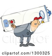 Poster, Art Print Of Chubby White Worker Man Carrying A Gas Water Heater