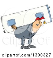 Chubby White Worker Man Carrying An Electric Water Heater