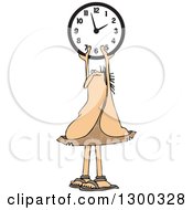 Chubby Caveman Holding Up A Wall Clock