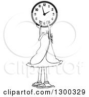 Poster, Art Print Of Black And White Chubby Caveman Holding Up A Wall Clock