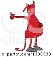 Clipart Of A Cartoon Angry Red Devil Flipping The Bird Royalty Free Vector Illustration by djart