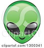 Poster, Art Print Of Happy Green Alien Face With Black Eyes