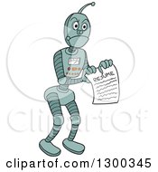 Clipart Of A Robot Ripping A Resume In Half Royalty Free Vector Illustration