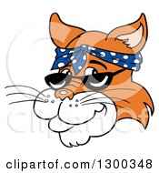 Poster, Art Print Of Ginger Cat Face Wearing Sunglasses And A Bandana