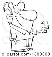 Poster, Art Print Of Cartoon Happy Black And White Man With A Bird Perched On His Finger