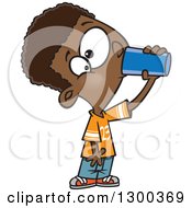 Poster, Art Print Of Cartoon Thirsty Black Boy Drinking From A Cup