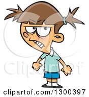 Cartoon Angry Brunette White Girl With Clenched Fists