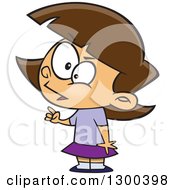 Clipart Of A Cartoon Smart Brunette White Girl Making A Point Royalty Free Vector Illustration