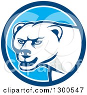 Poster, Art Print Of Cartoon Polar Bear Mascot In A Blue And White Circle