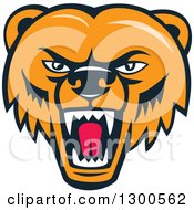 Poster, Art Print Of Cartoon Roaring Angry Grizzly Bear Face