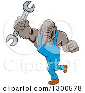 Poster, Art Print Of Cartoon Tough Gorilla Mechanic Man Punching With A Wrench