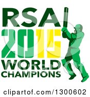 Poster, Art Print Of Retro Cricket Player Batsman With Rsa 2015 World Champions Text